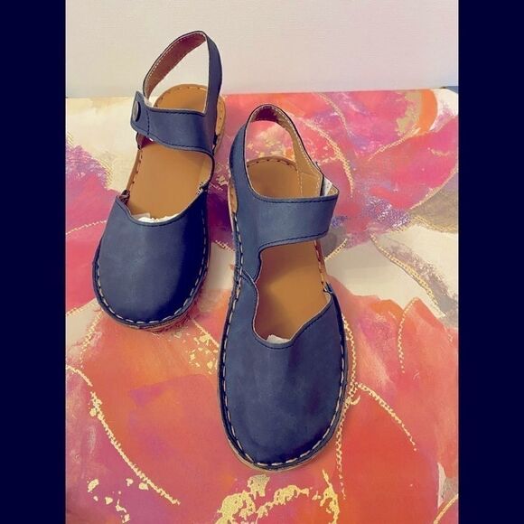 🛍Unbraided Leather sandal , Color: blue Size : 7 - Picture 1 of 6